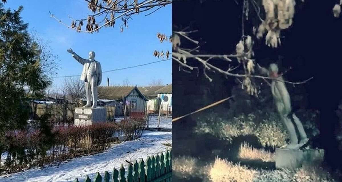 Ukrayna'daki son Lenin heykeli de yıkıldı