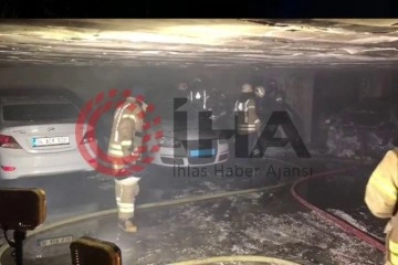 Ümraniye’de kapalı otoparkta çıkan yangında 5 araç yandı