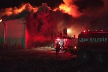 Uşak'ta depo yangını: Çok sayıda itfaiye ekibi müdahale ediyor