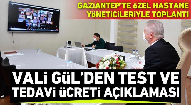 Vali Gül'den test ve tedavi ücreti açıklaması