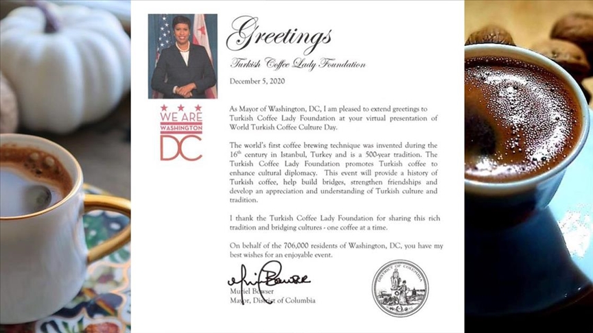 Washington Belediye Başkanı, 5 Aralık'ı 'Dünya Türk Kahvesi Günü' olarak tanıdığını ilan e
