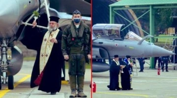 Yunanistan'da din adamları Fransa'dan satın alınan Rafale savaş uçaklarını kutsal suyla ku